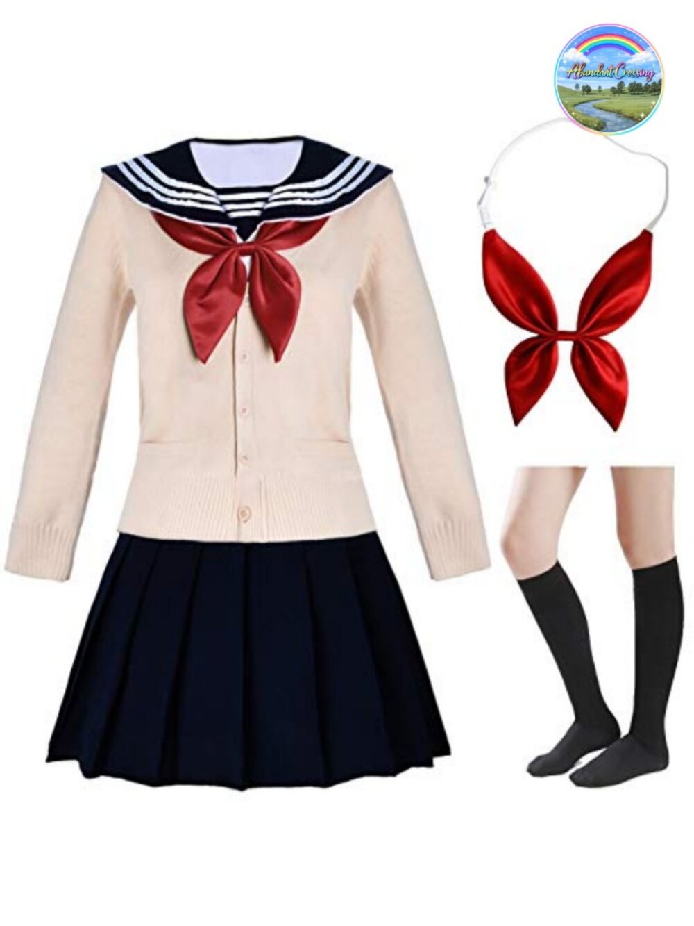 Japanese Sailor School Uniform Cosplay Costume 6-Piece Set with Socks
